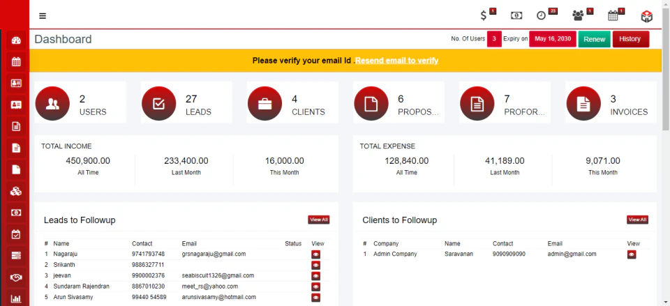 screenshot of Solid Performers CRM